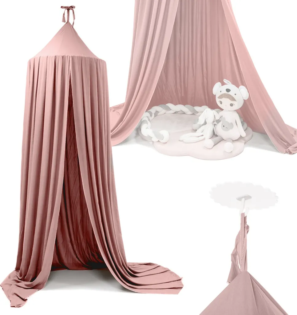 Tente suspendue tipi rose pliable avec voile léger pour lit enfant