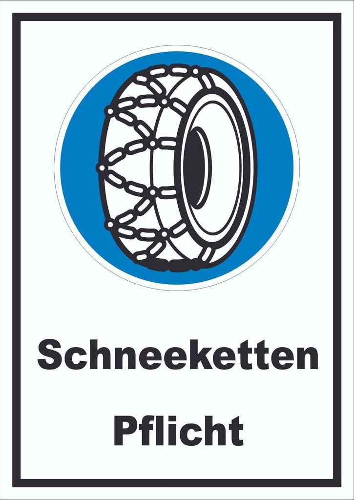 Schneekettenpflicht Schild A0 Rückseite selbstklebend