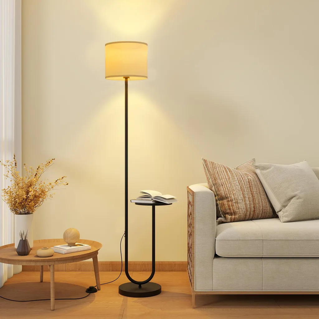 Puluomis Lampadaire U 165cm Noir avec Ampoule E27 et Interrupteur Pied
