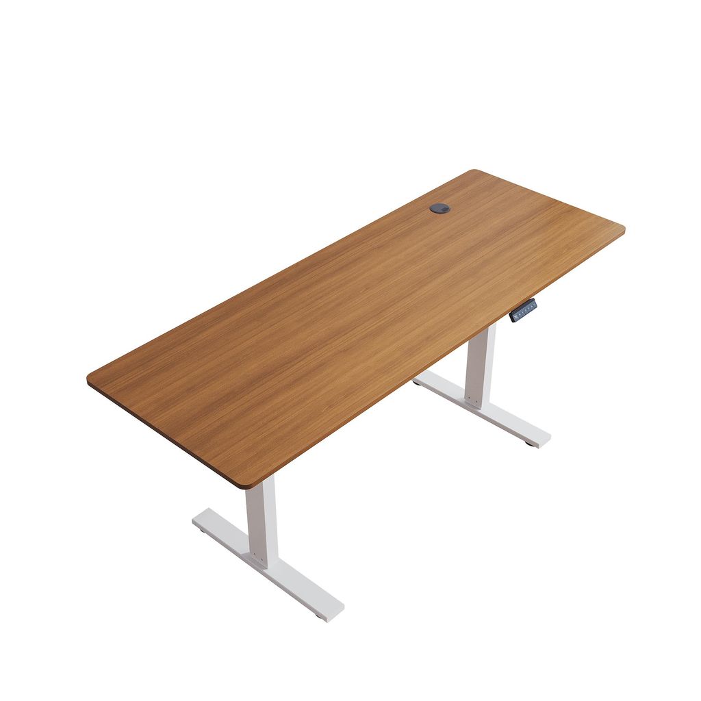SONNI Walnuss elektrisch höhenverstellbarer Schreibtisch 160x60 cm, Tragkraft 80 kg, mit Kindersicherung und Memoryfunktion, 15 mm Tischplatte