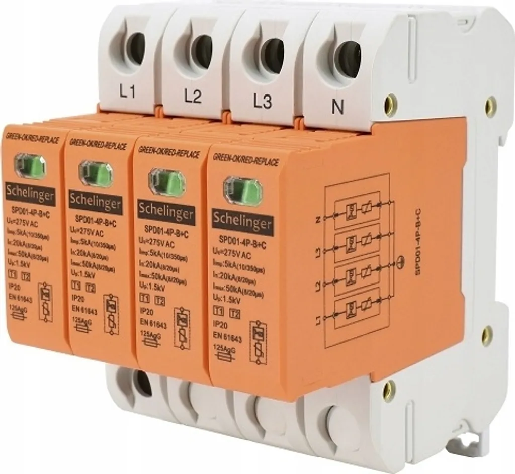 Limiteur de surtension tétrapolaire 4P 25-50kA pour tableau électrique