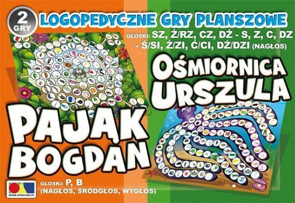 Gry logopedyczne Ośmiornica Urszula i Pająk Bogdan do ćwiczeń artykulacji