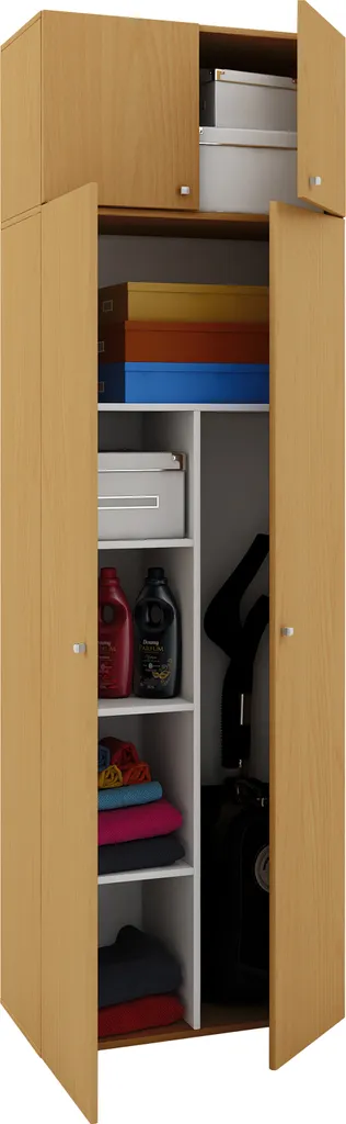 Vandol II Armoire universelle avec élément supérieur 4 portes coloris Hêtre