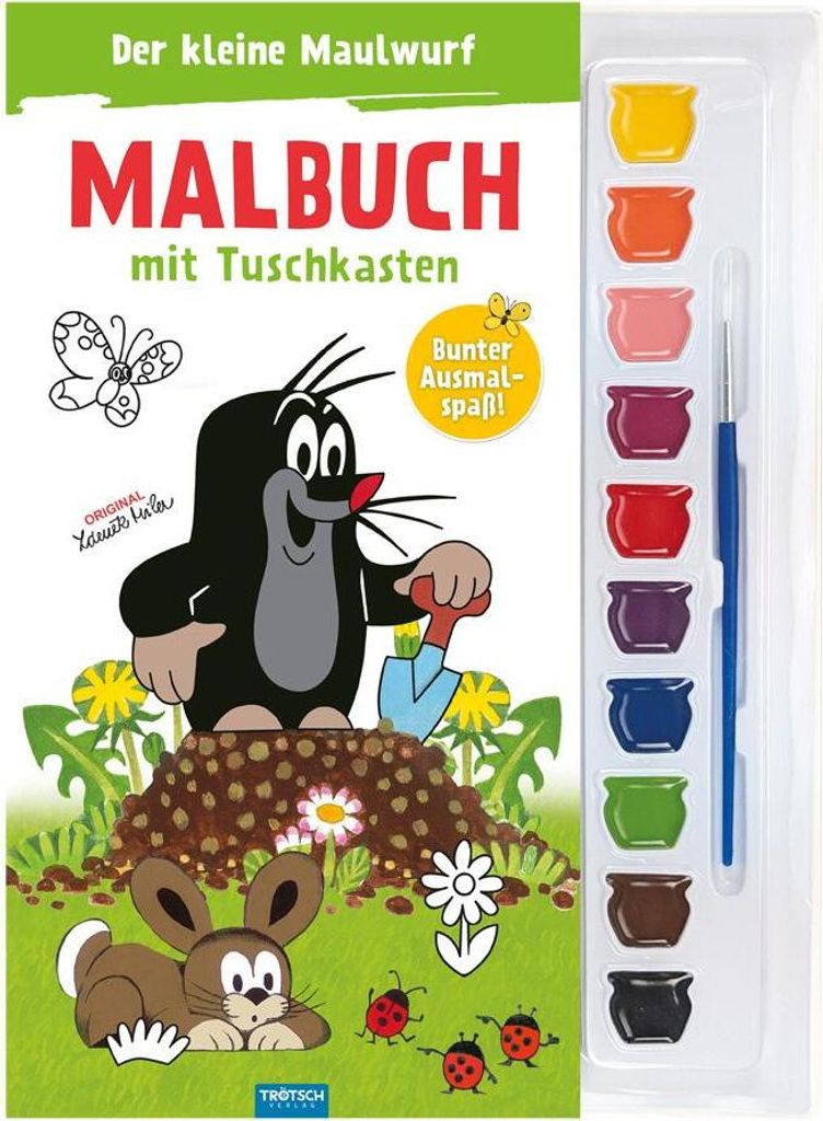 Trötsch Der kleine Maulwurf Malbuch mit Tuschkasten