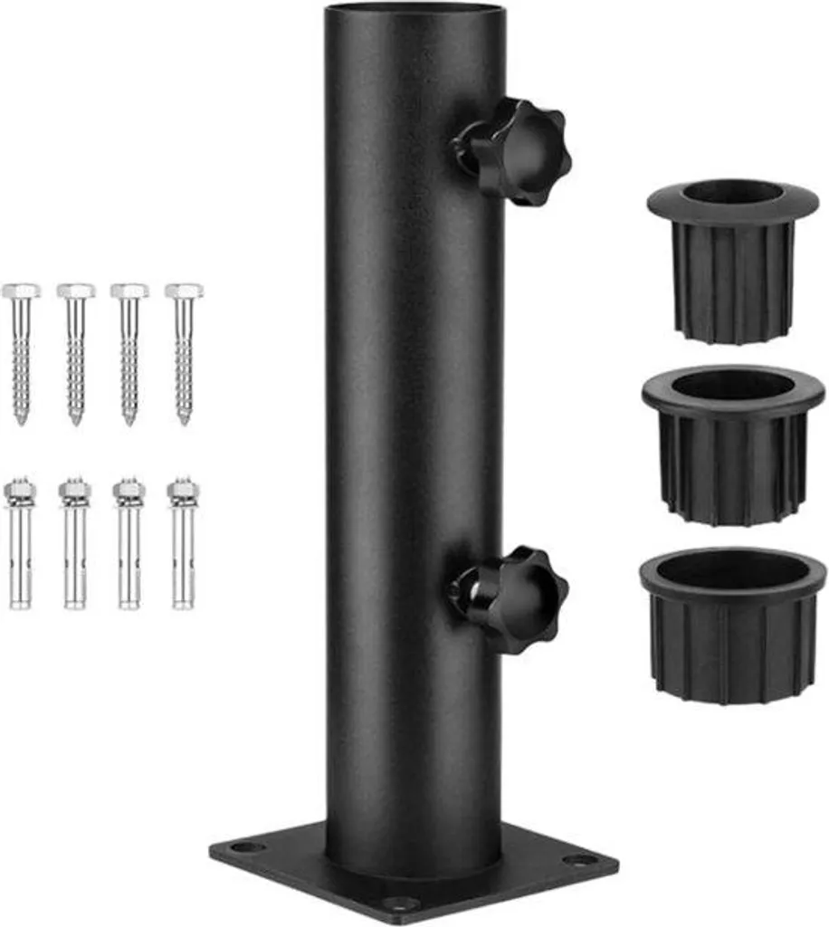 Pied de parasol réglable avec 3 anneaux en PVC pour balcon et terrasse