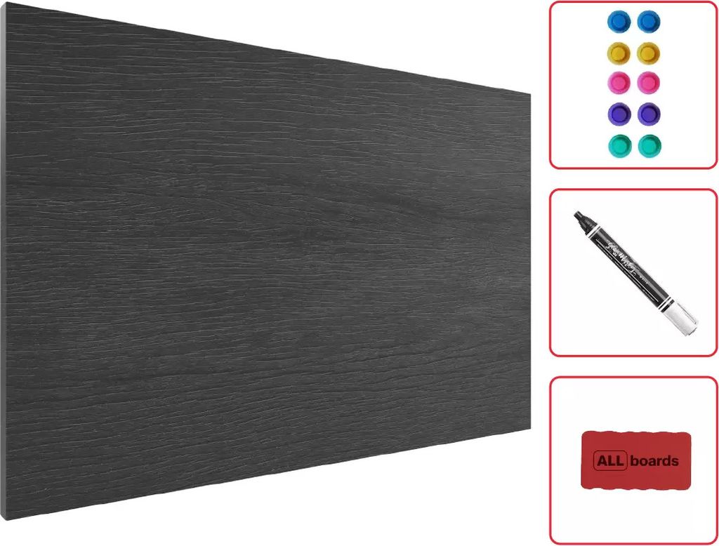 ALLboards Metallische Magnettafel GRAUES HOLZ 60x40cm Produktbild 