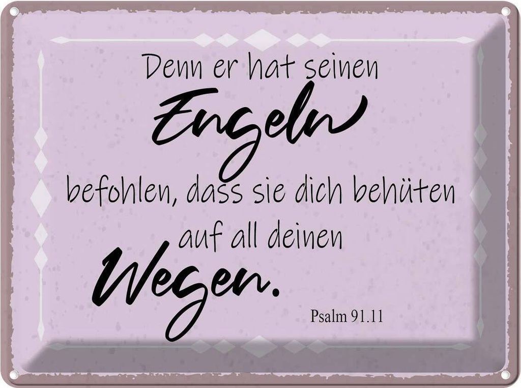 vianmo Blechschild 30x40 cm er hat seinen Engeln befohlen Dekoration Spruch Zitat