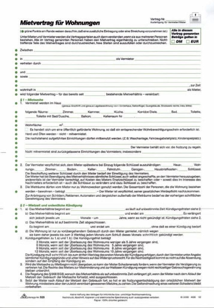 RNK Verlag 525 Contratto di locazione per appartamenti Immagine del prodotto 