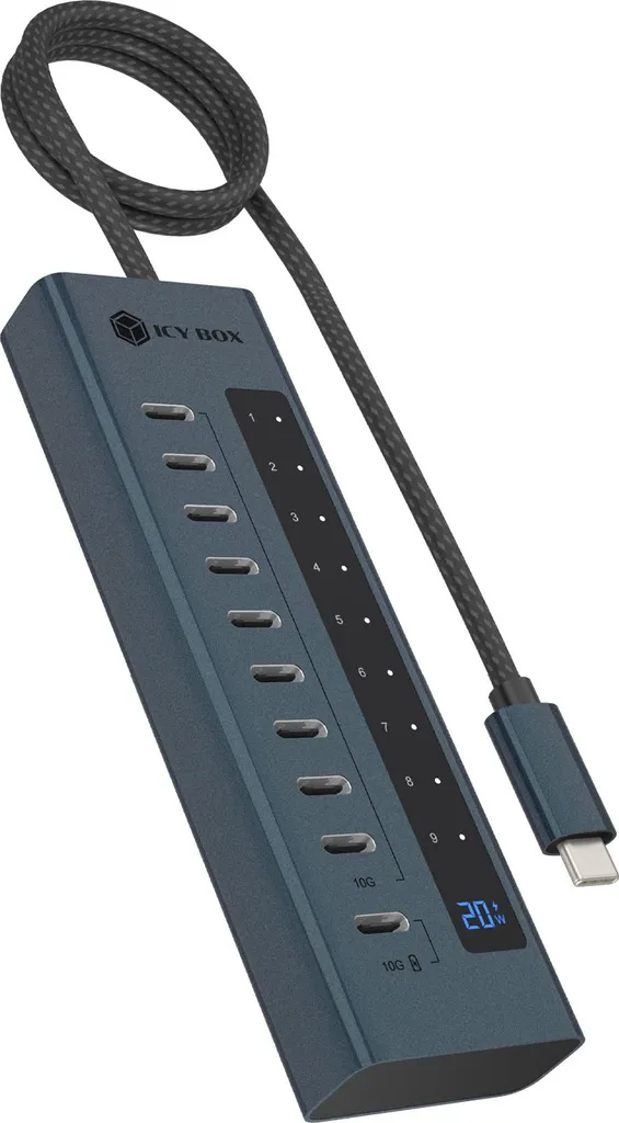 Icy Box IB-HUB1450-C31 Hub 10-en-1 USB 3.2 avec ports Type-C rapide