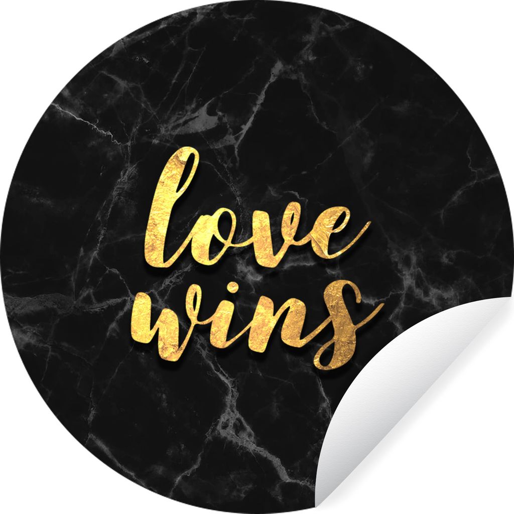 MuchoWow Runde Wandtattoo - Wandsticker Tapete Aufkleber Zitat - Liebe - Marmor - Gold Ø 30 cm Selbstklebend und Repositionierbar - Wandaufklebe...