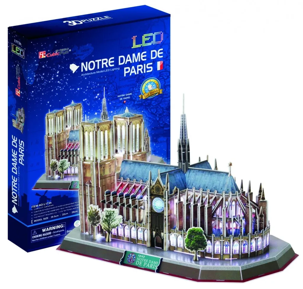 Maquette 3D Cathédrale Notre Dame de Paris Lumineuse - Puzzle Adultes