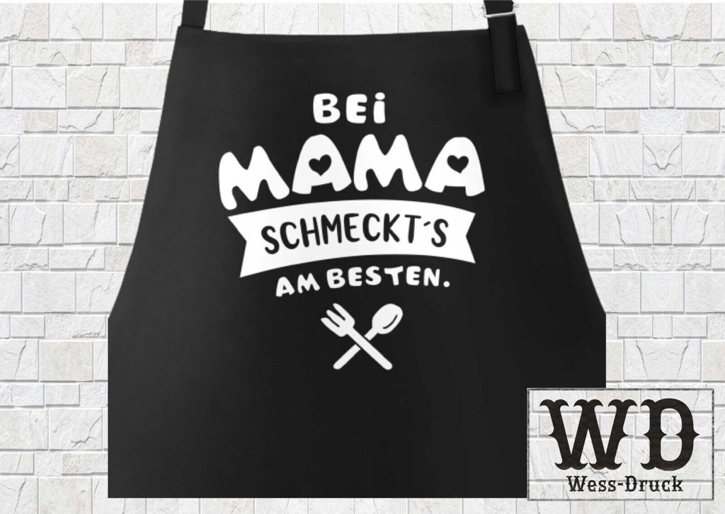 Kochschürze bei Papa Mama Oma Opa schmeckts am besten Grill-Schürze Spruch