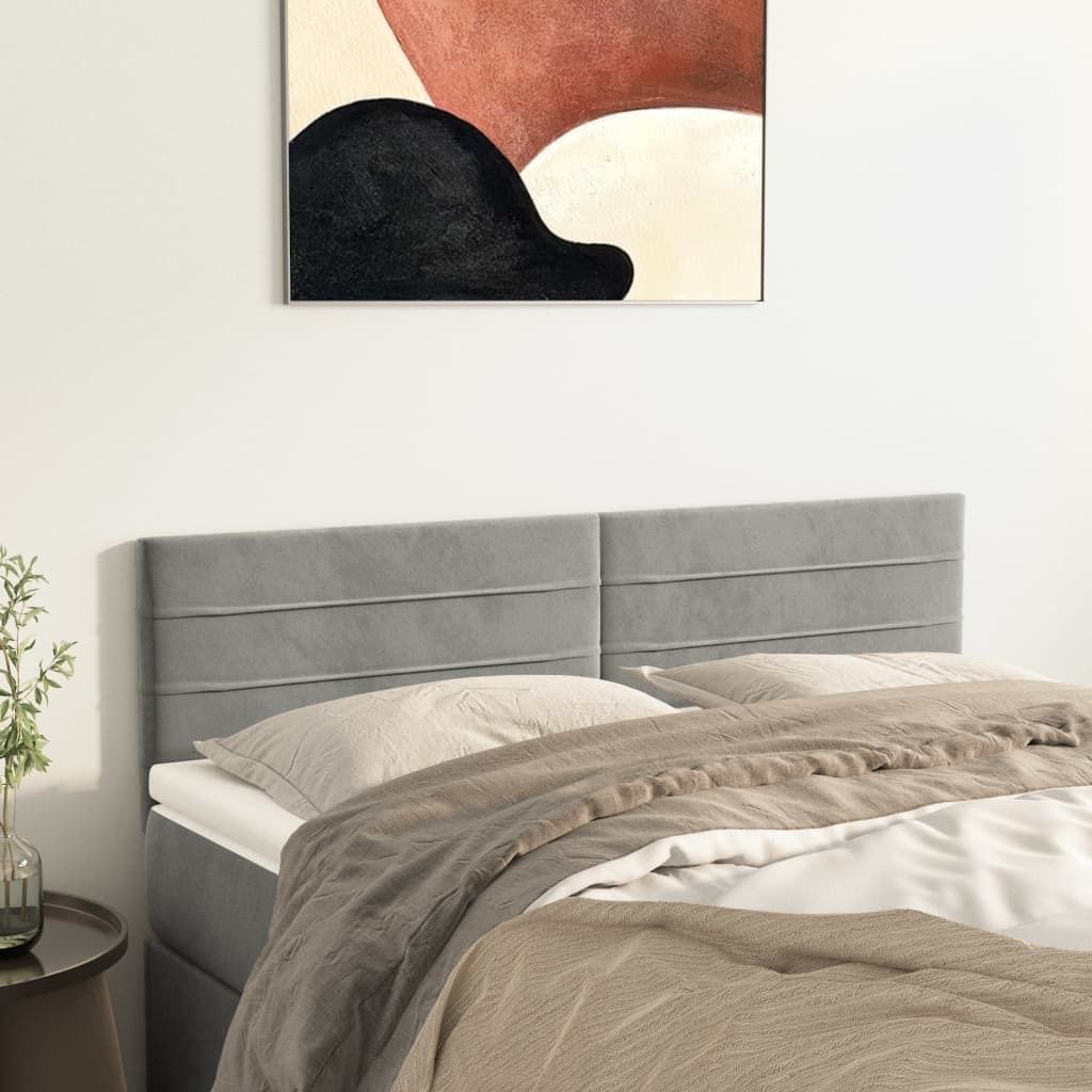 The Living Store Kopfteile 2 Stk. Hellgrau 72x5x78/88 cm Samt
