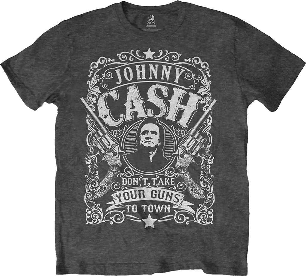 Johnny Cash - "Don ́t Take Your Guns To Town" T-Shirt für Herren/Damen Uni RO1977 (XL) (Anthrazit)