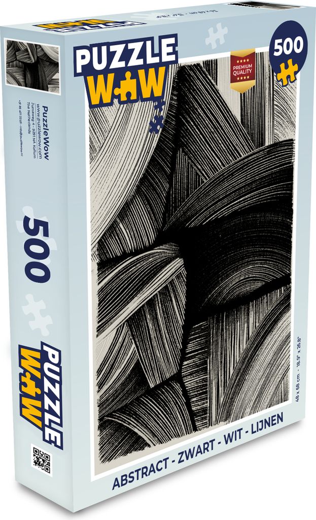 MuchoWow Puzzle 500 Teile Abstrakt - Schwarz - Weiß - Linien - Denken - Spiel - Toy
