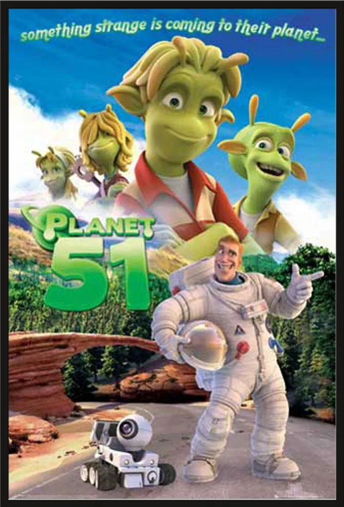 Planet 51 Poster con Cornice Shinsuke® Maxi Nera e Disco Acrilico