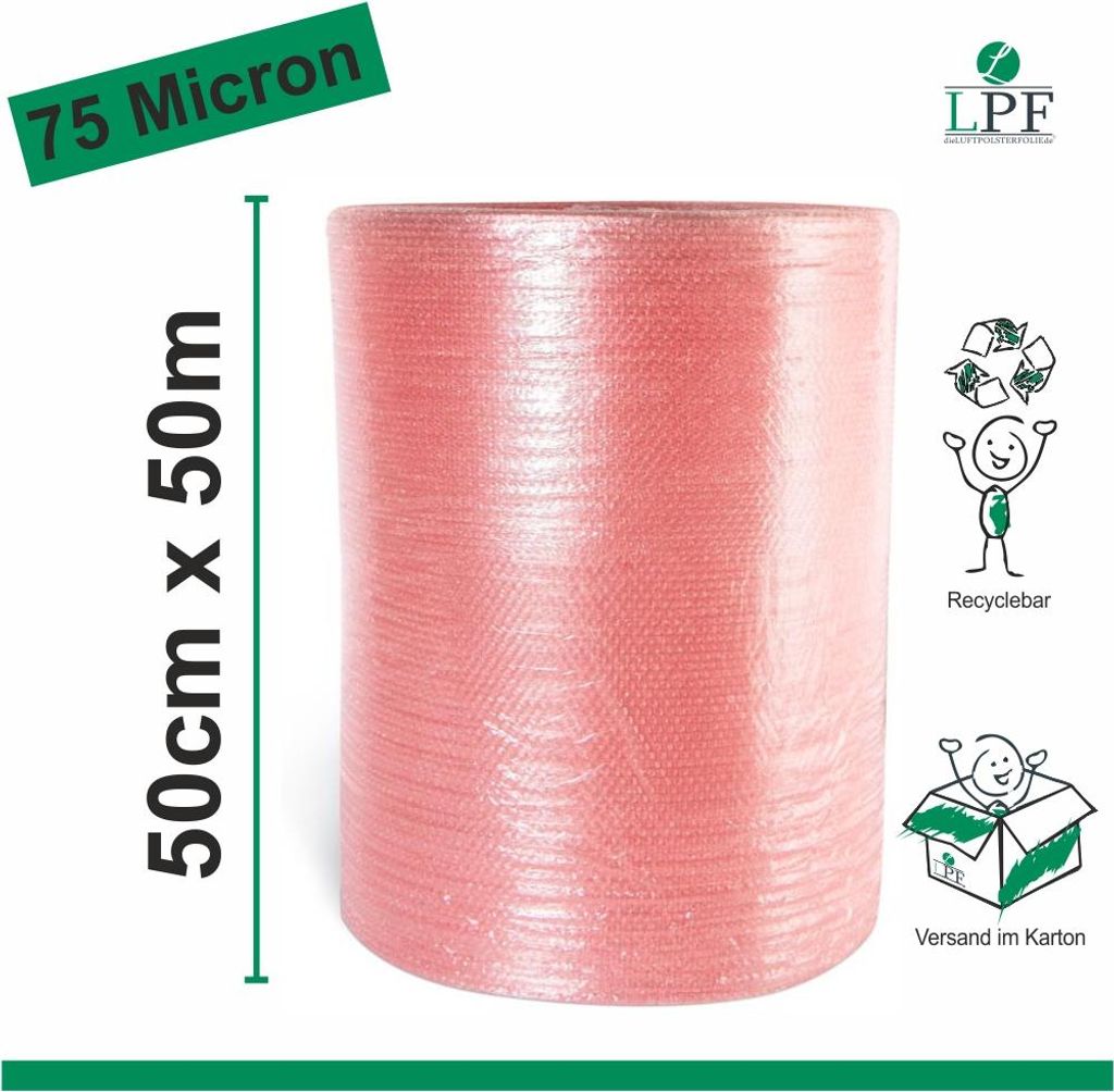 Luftpolsterfolie LPF75 Breite 50cm x Länge 50m Folie Noppenfolie
