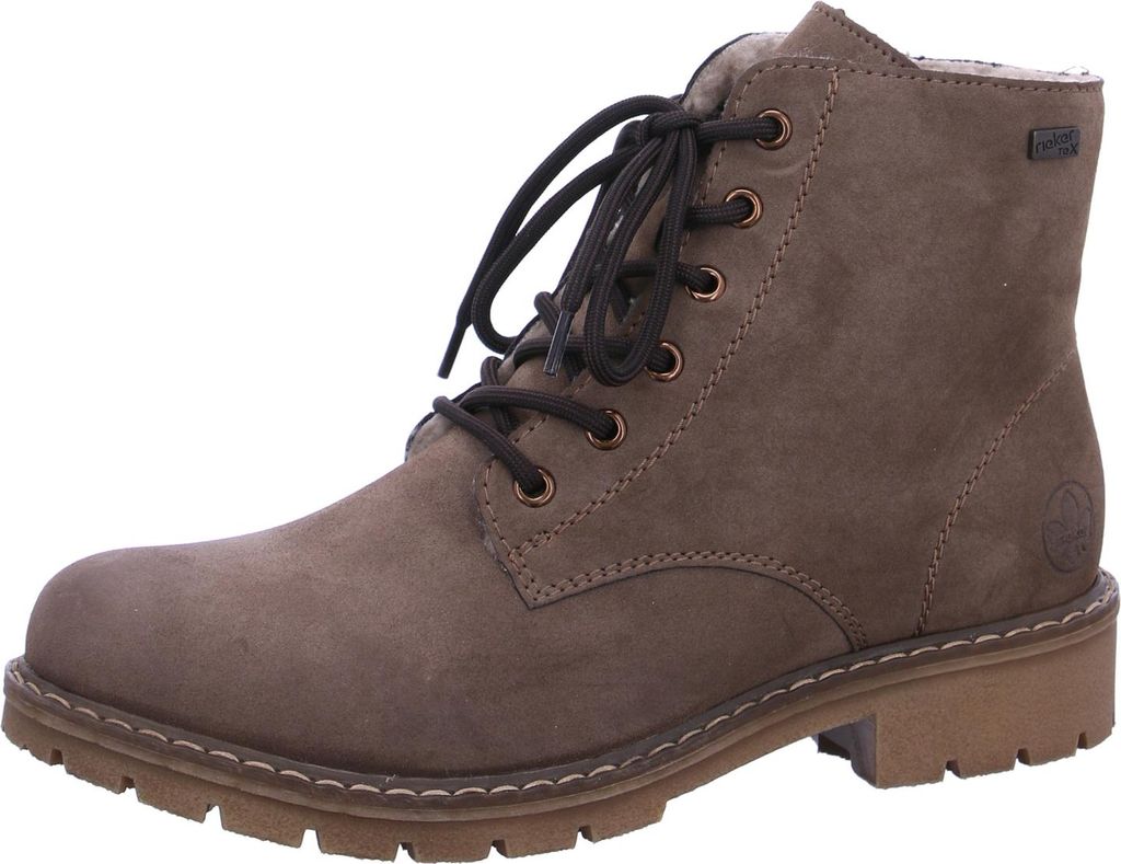Rieker Damenschuhe Schnürstiefel Reißverschluss Braun Freizeit, Schuhgröße:37 EU