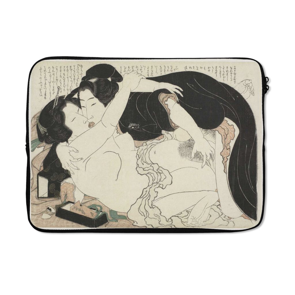 MuchoWow Laptop Hülle 14 ZollWitwe und junger Mann - Gemälde von Katsushika Hokusai Laptoptasche - Laptoptasche - Stoßsicher - Schutzhaube
