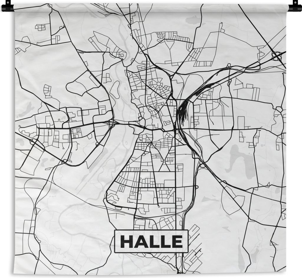 MuchoWow Wandteppich Wandbehang Halle - Karte - Stadtplan 150x150 cm Tapisserie Dekoration Wandtuch - Wohnaccessoires - Modernes