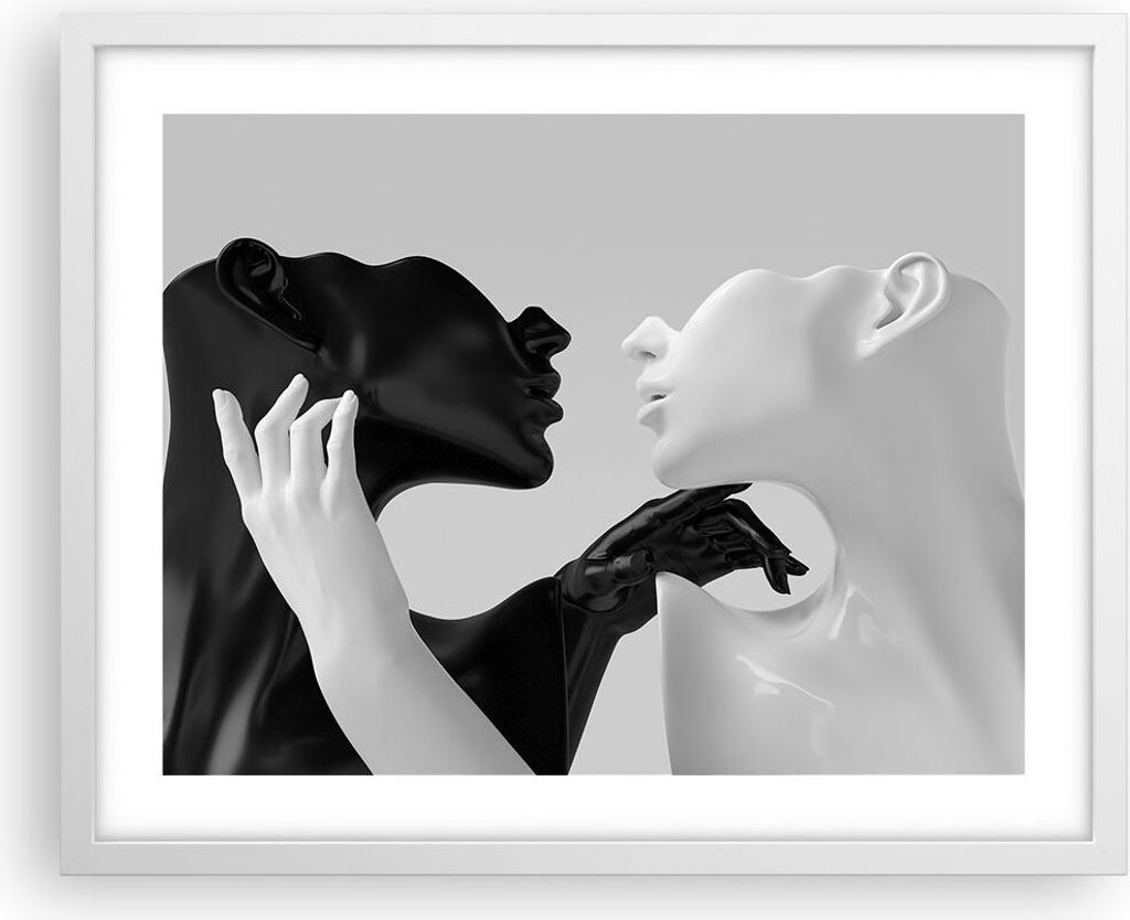 Gerahmtes Poster - Weißer Rahmen - Schwarz Weiß Statue - 50x40 cm - Wand Bild - Wanddeko - Wandbilder - Kunstposter - Wandposter - Bilderrahmen -...