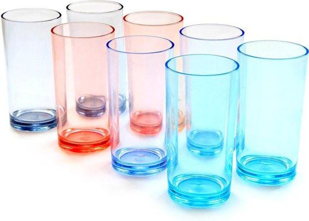 8 Stück 500ML Plastikbecher, 4 Farben, Trinkgläser