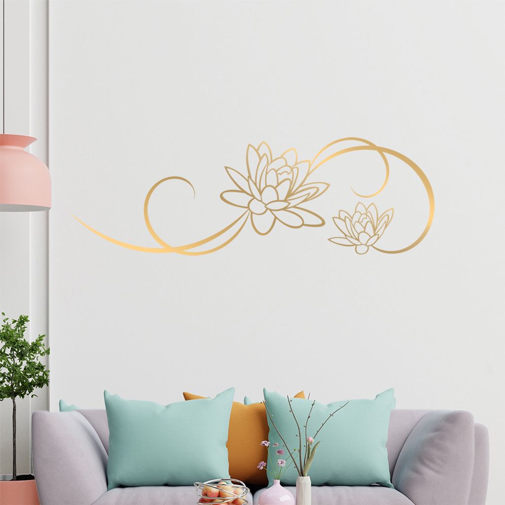 Blume - Linien Wandtattoo in 6 Größen - Wandaufkleber Wall Sticker - Dekoration, Küche, Wohnzimmer, Schlafzimmer, Badezimmer