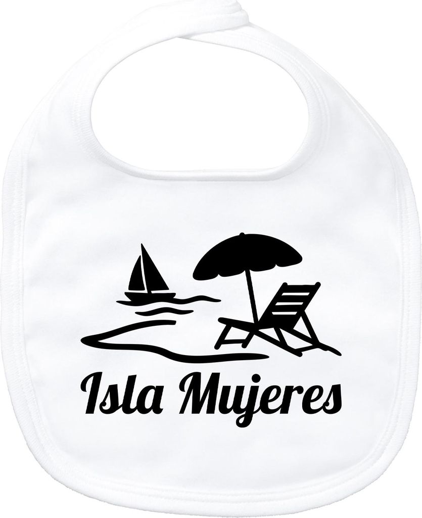 Huuraa Baby Lätzchen Isla Mujeres Inselmotiv Mexiko White Klettverschluss Baumwolle Latz Geschenkidee