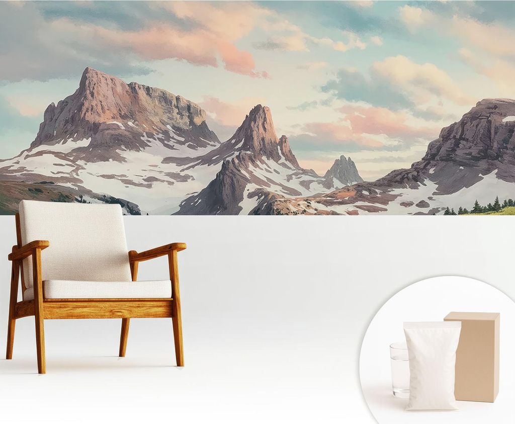 Fototapete - 250x104 cm - Tapete - Wandtapete - Wandbilder - Dekofolie - Tapete Folie - Wand - Dekoration - Wohnzimmer - Bergpanorama