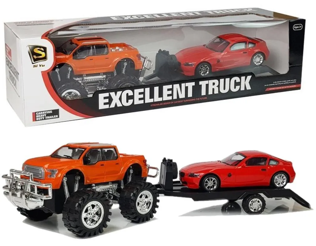 Coffret Voitures Miniatures avec Monster Truck et Caravane 58 cm