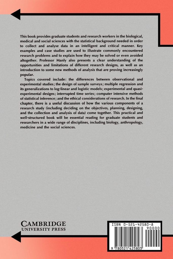 The Design and Analysis of Research Studies. Manly, F. New.=