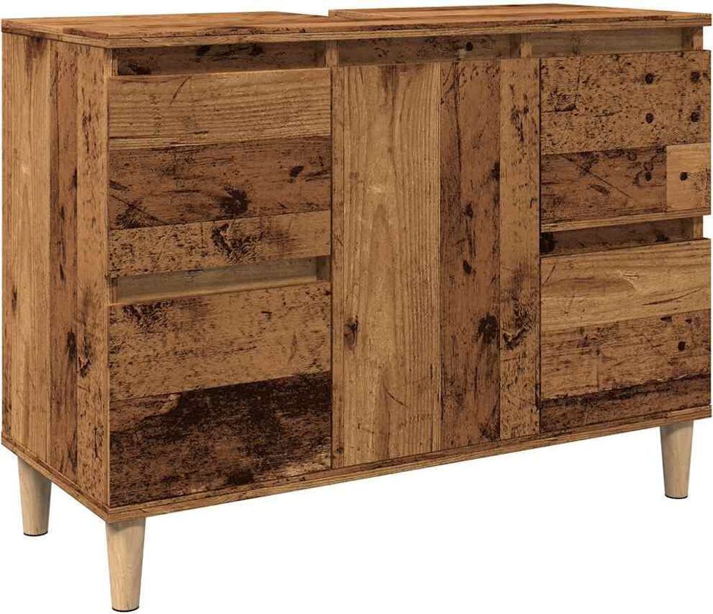 vidaXL Mobiletto lavabo in legno vecchio 80x33x60 cm Immagine del prodotto 