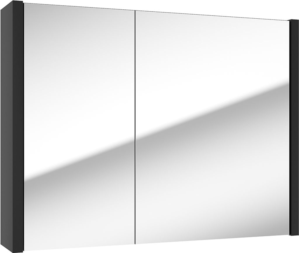 Spiegelschrank 80 cm 2 Türen NANTES-107 in schwarz, B/H/T: ca. 80/60/15 cm