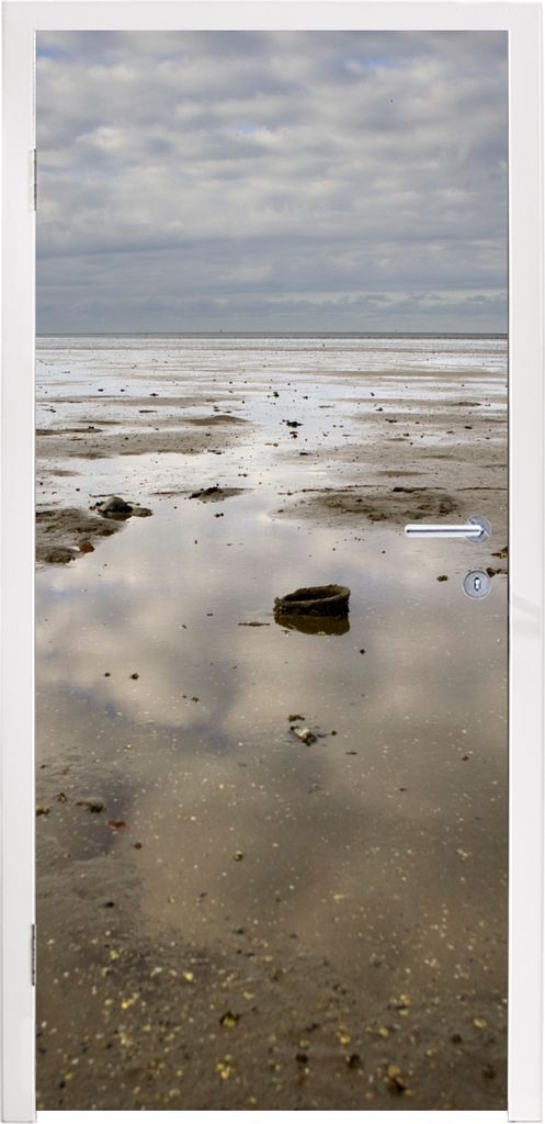 MuchoWow Türtapete Selbstklebende Türfolie Sand - Luft - Watteninseln 80x215 cm Türposter Türaufkleber Klebefolie Türklebefolie - Selbstkleb...