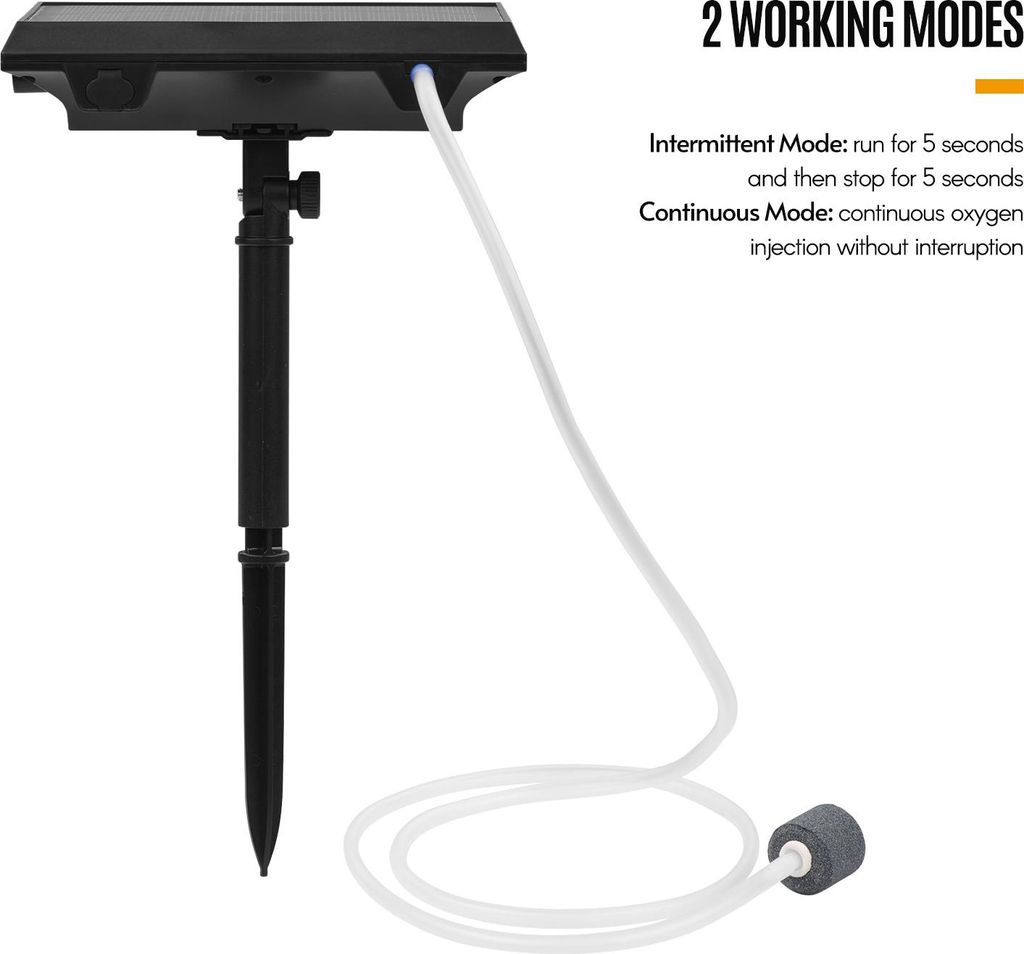 5.5V 1.5W Solar Luftpumpe Aquarium Oxygenator mit Aquarium Rohr & Luftblase Stein im Freien Teich Sauerstoff Pumpe Belüfter Wiederaufladbar für F...