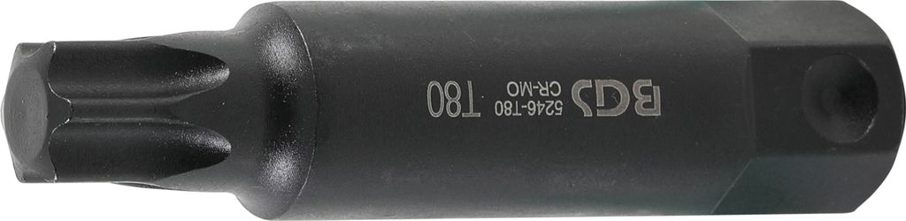 BGS 5246-T80 T-Profil Bit ohne Bohrung, 100 mm lang, T80, 22 mm 6-kant
