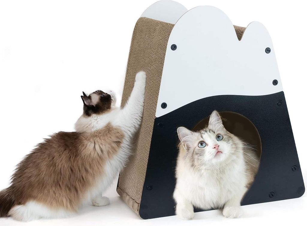 Gemütlicher karton Katzenkratzbaum in Bergform - nachhaltiges Kratzkissen - Kratzsäule für große Katzen - sicher und stabil - 195 cm