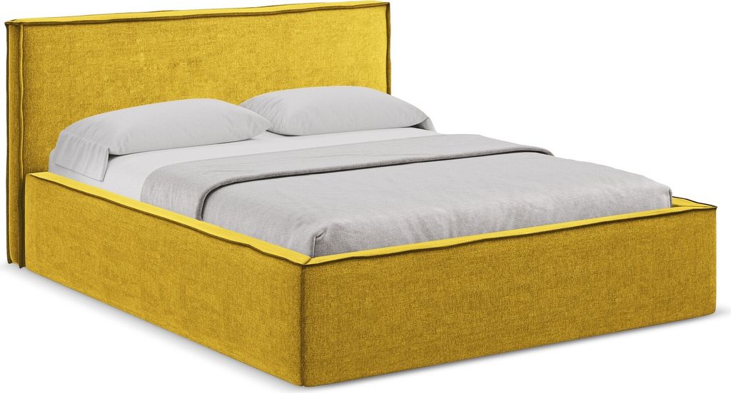 Bett mit Bettkasten - 180 x 228 - Chenille - Senf - ANANI
