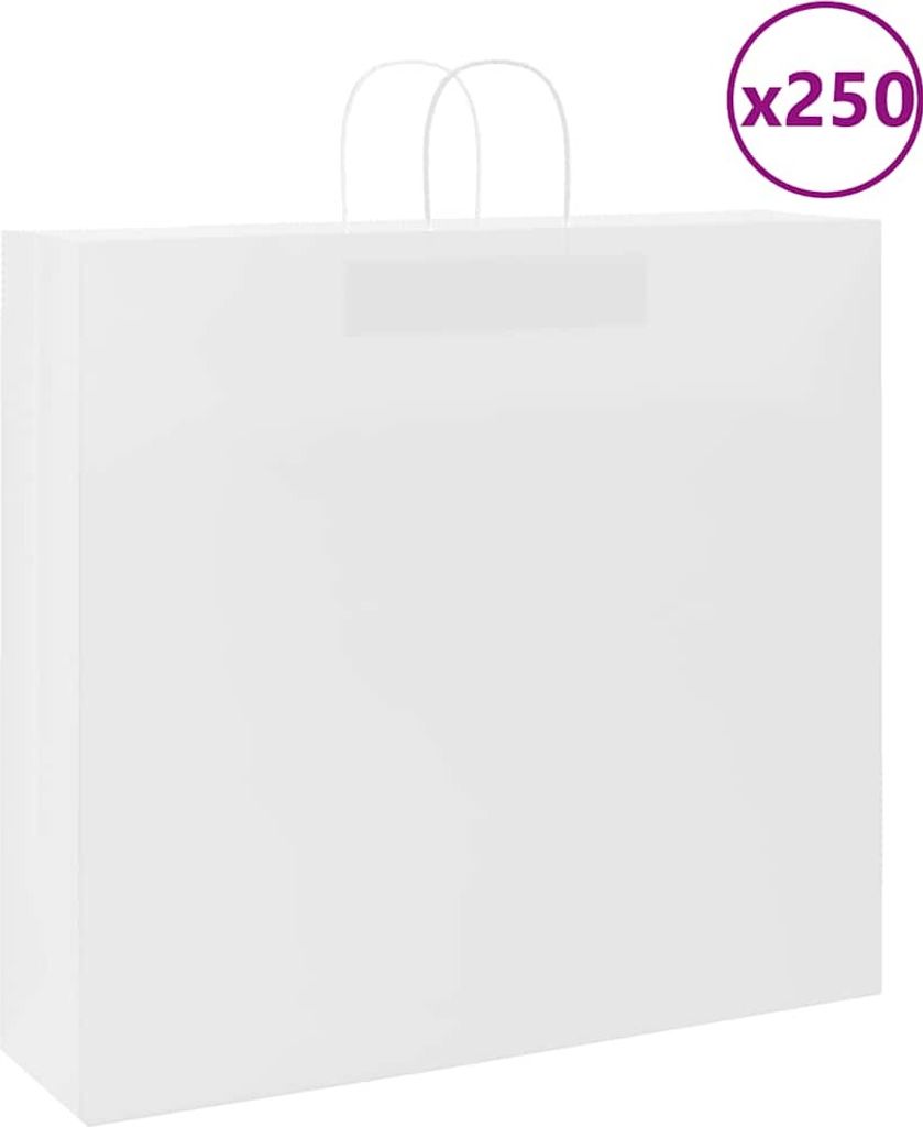 "Spring Sale"Papiertragetaschen 250 er set - modernes Design - Blockbodenbeutel/Papiertüten - mit Henkeln Weiß 54x15x49cm NEU908025 - Geschenktas...