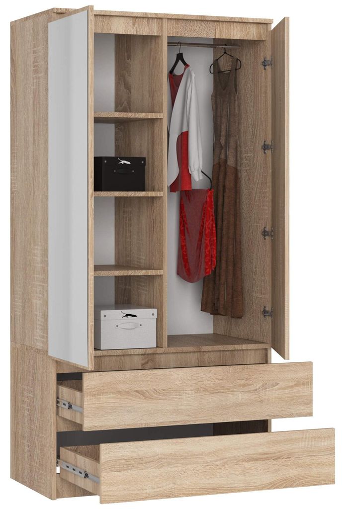 Kleiderschrank 3 Türen | Schrank | Stauraum in Weiß mit Soft-Close