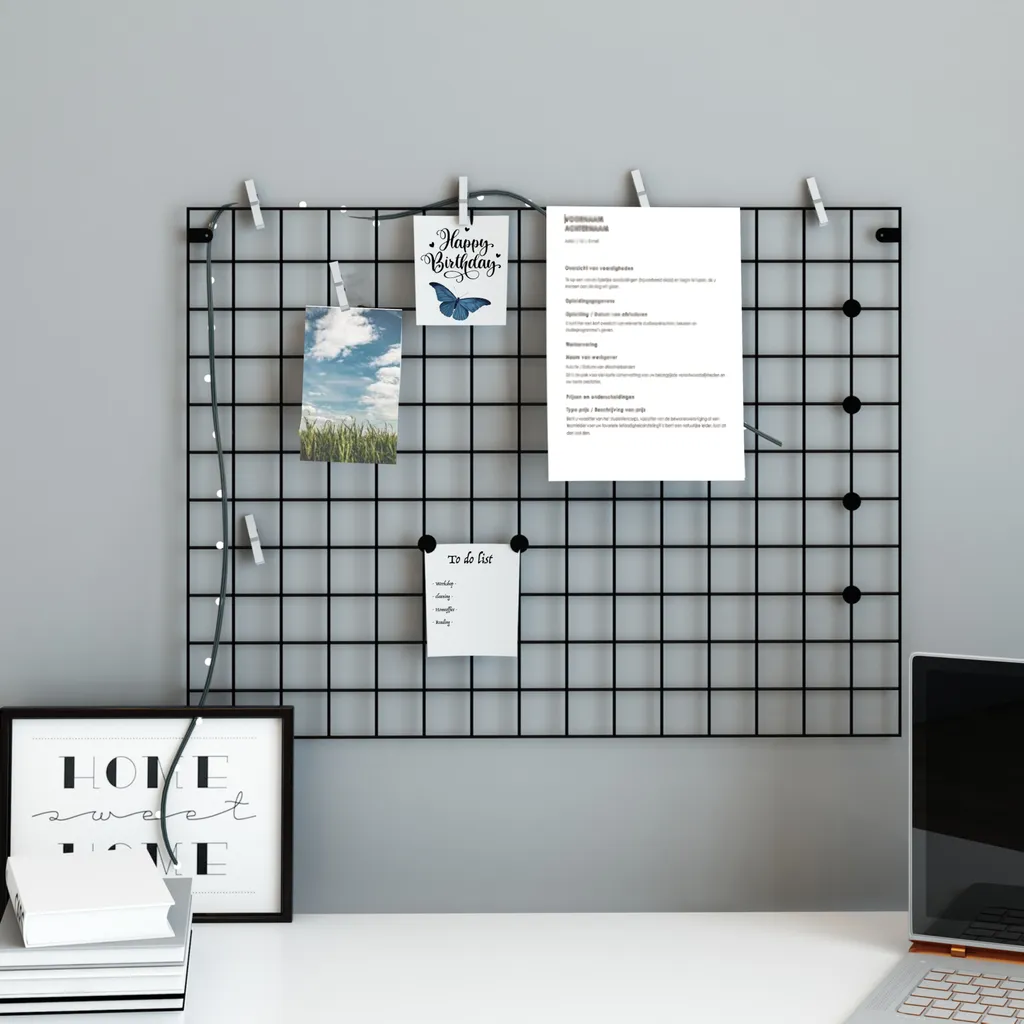 Grille murale Sæby noire 75 x 55 cm : rangez sans percer trop de trous