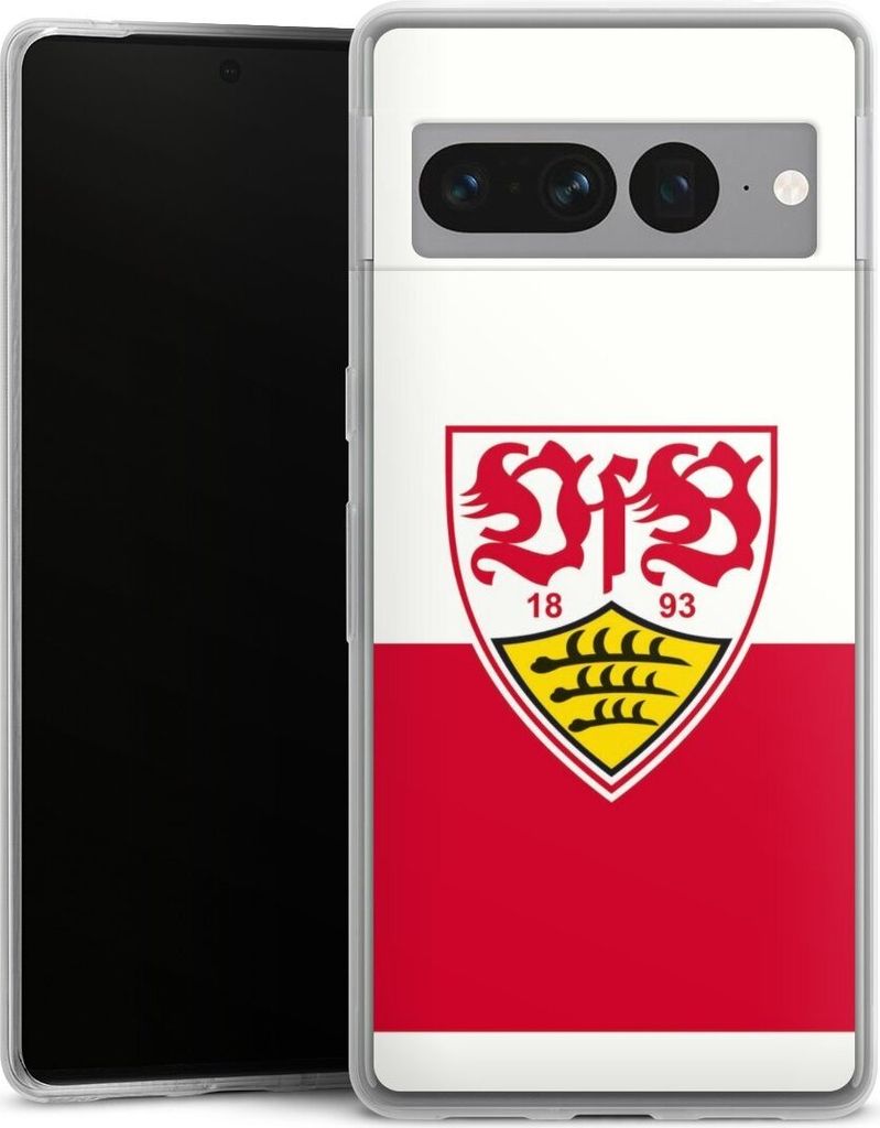 DeinDesign Slim Hülle für Google Pixel 7 Pro Silikon Case Ultra Dünn Handyhülle Logo Offizielles Lizenzprodukt VfB Stuttgart
