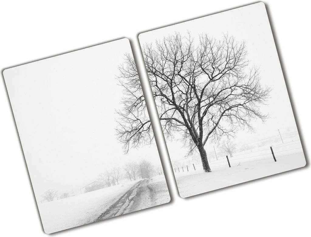 Tulup Glas Herdabdeckplatte - 2x40x52 cm - Glaskeramikkochfeld-Abdeckung Spritzschutz Glasabdeckplatte Kochplattenabdeckung und Schneidebrett - Zwe...