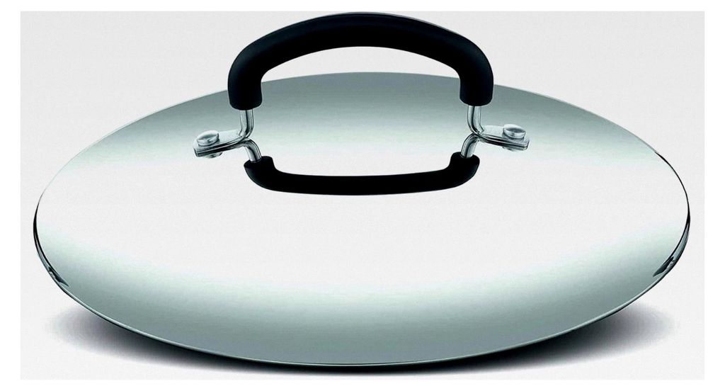 Praktischer Glasdeckel mit Edelstahlrand, grau und schwarz, Durchmesser 18 cm