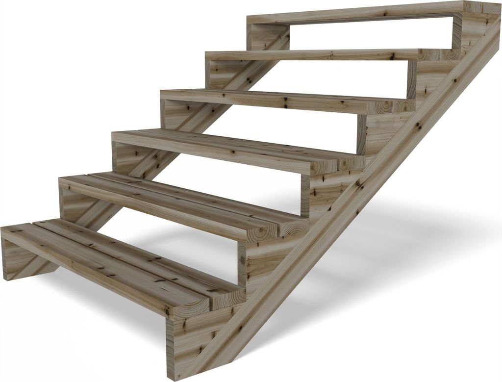 Terrassentreppe Kiefer kesseldruckimprägniert Treppe mit Stufen Wangentreppe Größe: 6-stufig Breite: 120 cm