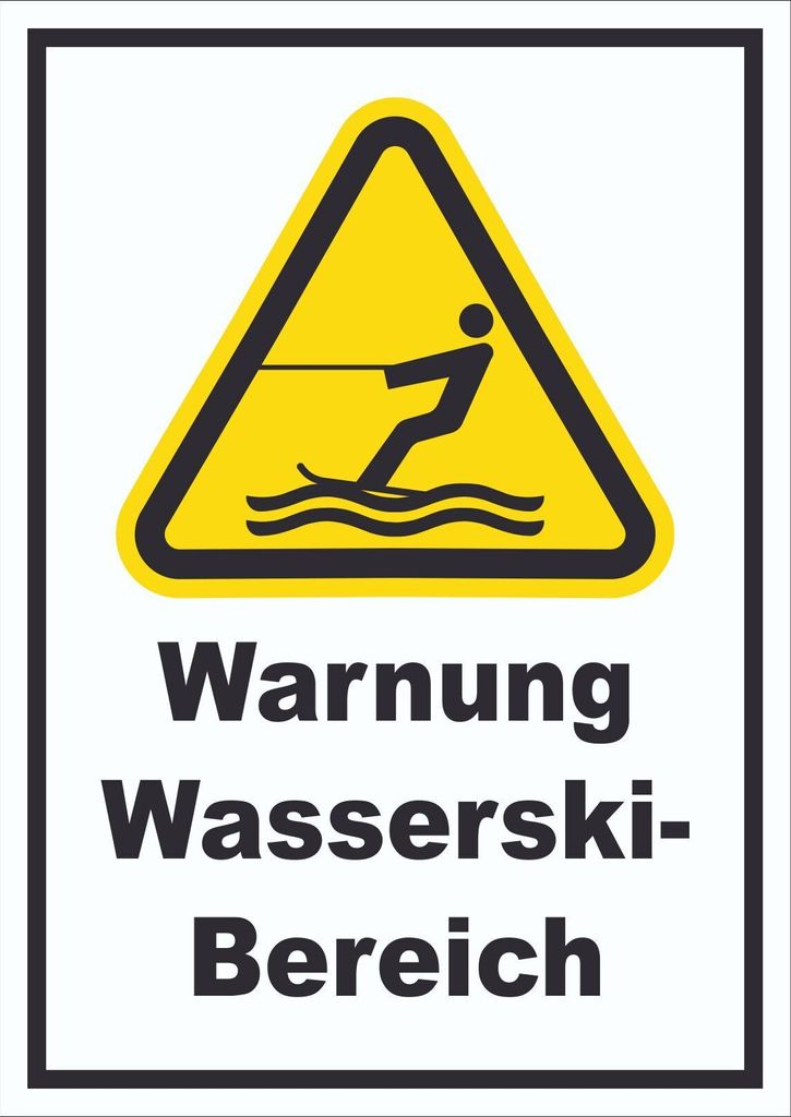 Schild Warnung Wasserski-Bereich A1 Rückseite selbstklebend