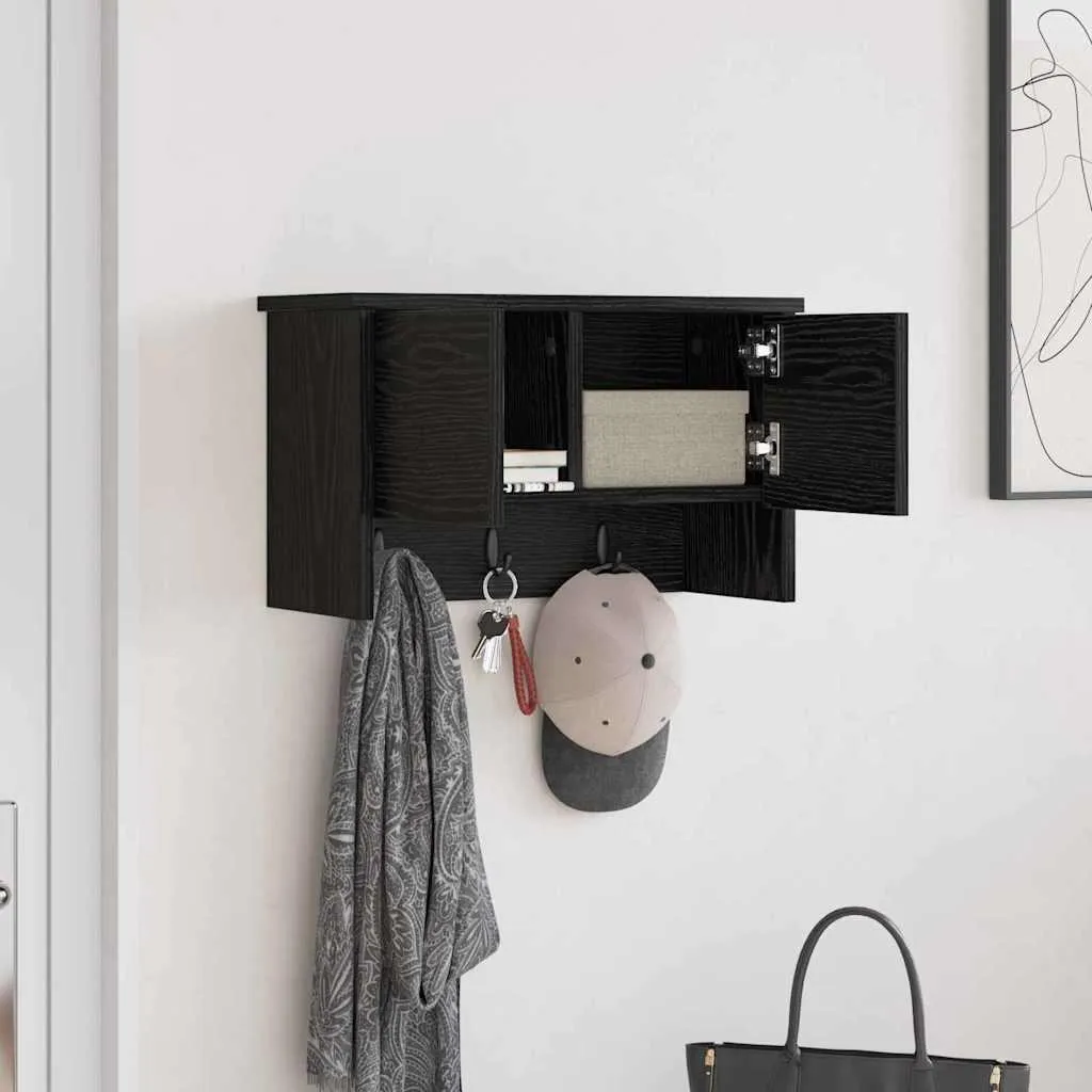 Comodino da Parete Maison Exclusive Rovere Nero 50x20x30 cm - 4