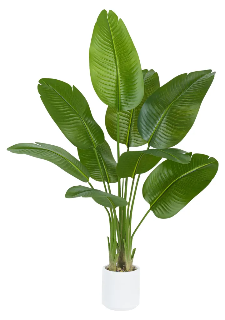 Oiseau de paradis artificiel 120 cm avec pot blanc réaliste premium