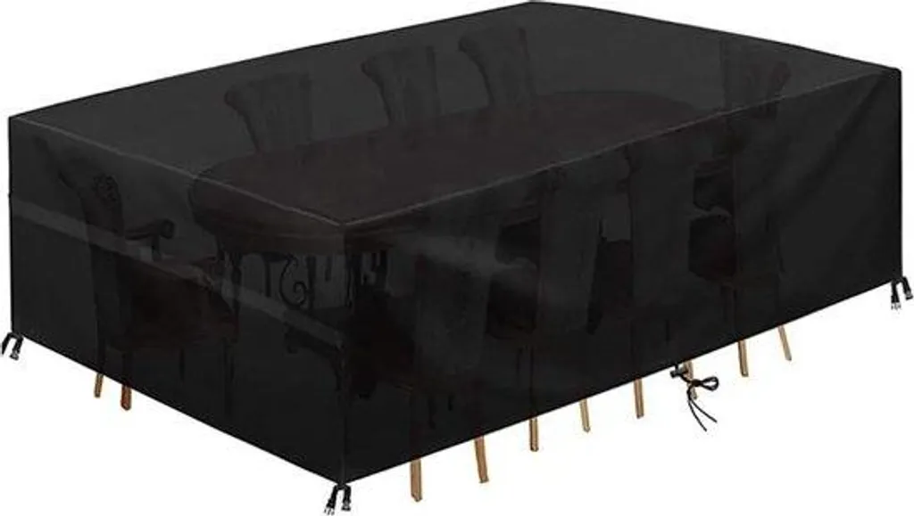Housse de protection table de jardin imperméable et anti-UV en nylon noir