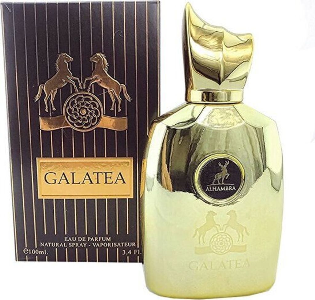 A perfume bottle and its box are displayed against a white background.